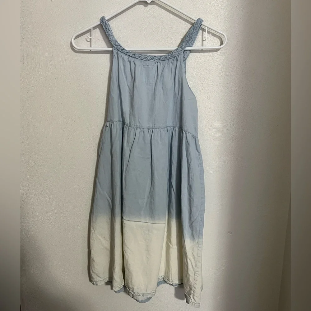 LEVI'S Classic Light Denim Chambray Ombre‎ Tank Top Dress Blue White Kids Size L